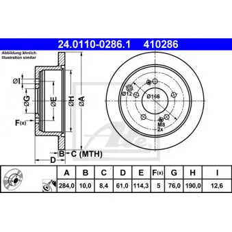 Jeu de 2 disques de frein arrière ATE 24.0110-0286.1