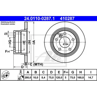 Jeu de 2 disques de frein arrière ATE 24.0110-0287.1
