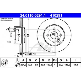 Jeu de 2 disques de frein arrière ATE 24.0110-0291.1