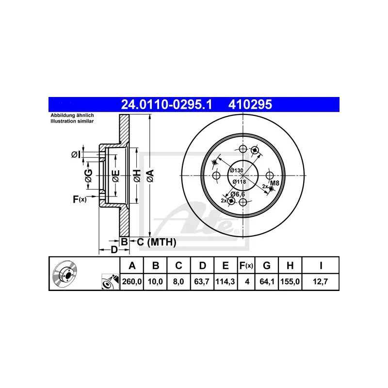 Jeu de 2 disques de frein arrière ATE 24.0110-0295.1