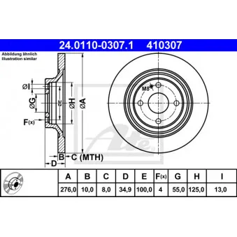 Jeu de 2 disques de frein arrière ATE 24.0110-0307.1