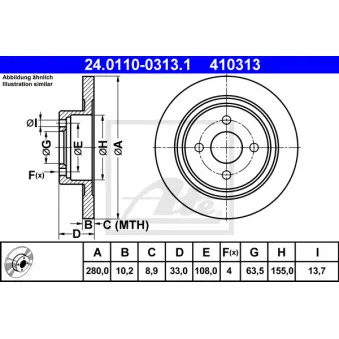 Jeu de 2 disques de frein arrière ATE 24.0110-0313.1