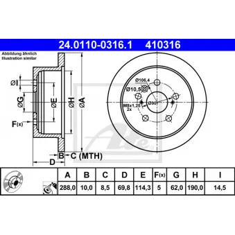 Jeu de 2 disques de frein arrière ATE 24.0110-0316.1