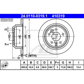 Jeu de 2 disques de frein arrière ATE 24.0110-0319.1