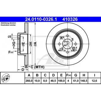 Jeu de 2 disques de frein arrière ATE 24.0110-0326.1