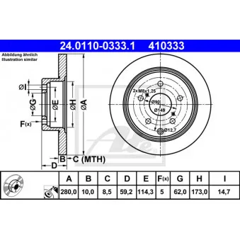 Jeu de 2 disques de frein arrière ATE 24.0110-0333.1