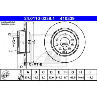 Jeu de 2 disques de frein arrière ATE 24.0110-0339.1
