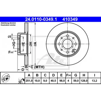 Jeu de 2 disques de frein arrière ATE 24.0110-0349.1