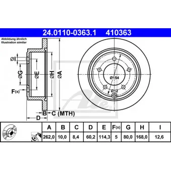 Jeu de 2 disques de frein arrière ATE 24.0110-0363.1