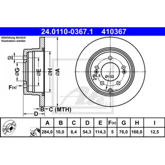 Jeu de 2 disques de frein arrière ATE 24.0110-0367.1