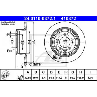 Jeu de 2 disques de frein arrière ATE 24.0110-0372.1