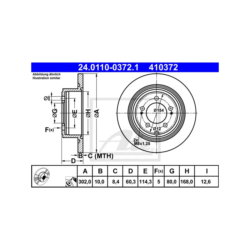 Jeu de 2 disques de frein arrière ATE 24.0110-0372.1