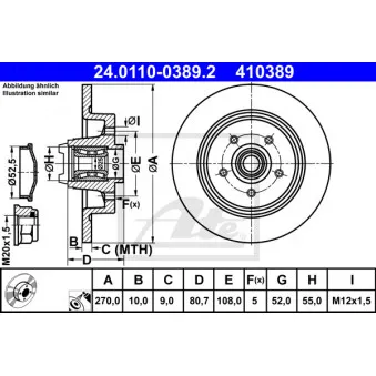 Jeu de 2 disques de frein arrière ATE 24.0110-0389.2