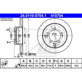 Jeu de 2 disques de frein arrière ATE 24.0110-0704.1