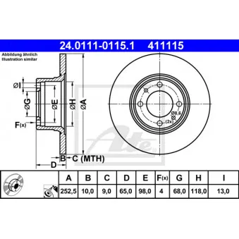 Jeu de 2 disques de frein avant ATE 24.0111-0115.1