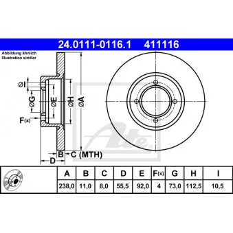 Jeu de 2 disques de frein avant ATE 24.0111-0116.1