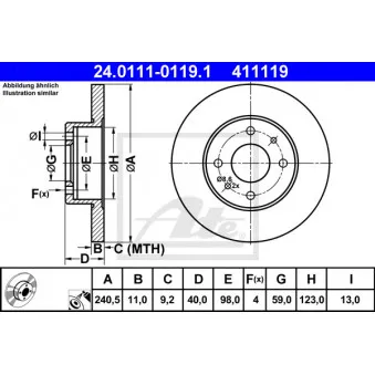 Jeu de 2 disques de frein arrière ATE 24.0111-0119.1