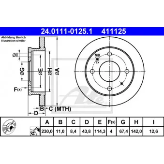 Jeu de 2 disques de frein avant ATE 24.0111-0125.1