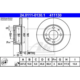 Jeu de 2 disques de frein avant ATE 24.0111-0130.1
