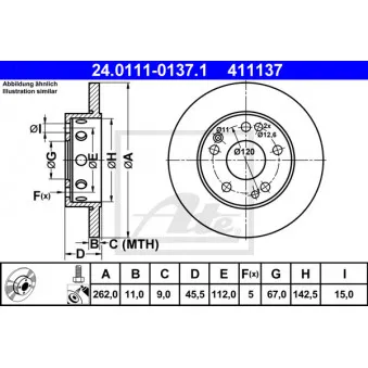 Jeu de 2 disques de frein avant ATE 24.0111-0137.1