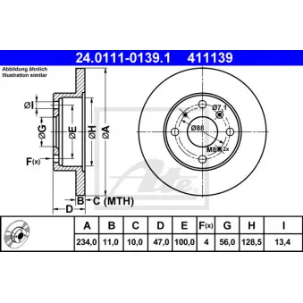 Jeu de 2 disques de frein avant ATE 24.0111-0139.1