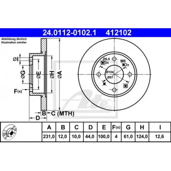 Jeu de 2 disques de frein avant ATE 24.0112-0102.1