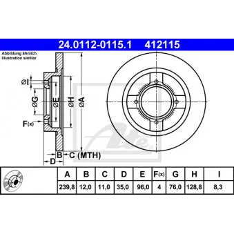Jeu de 2 disques de frein avant ATE 24.0112-0115.1