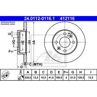 Jeu de 2 disques de frein avant ATE 24.0112-0116.1
