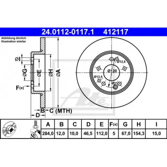Jeu de 2 disques de frein avant ATE 24.0112-0117.1