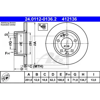 Jeu de 2 disques de frein arrière ATE 24.0112-0136.2