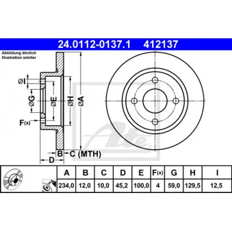 Jeu de 2 disques de frein avant ATE 24.0112-0137.1