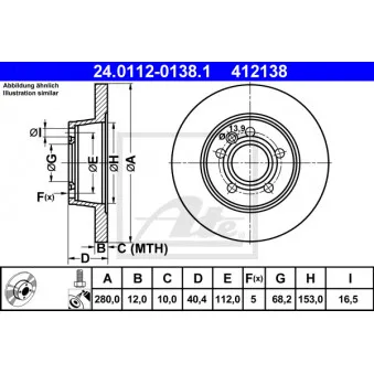 Jeu de 2 disques de frein arrière ATE 24.0112-0138.1