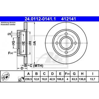 Jeu de 2 disques de frein avant ATE 24.0112-0141.1