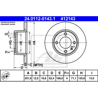 Jeu de 2 disques de frein arrière ATE 24.0112-0143.1