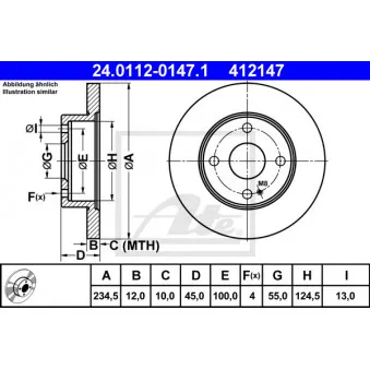 Jeu de 2 disques de frein avant ATE 24.0112-0147.1