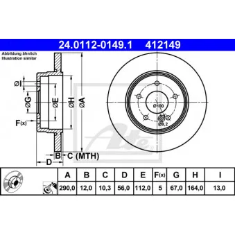 Jeu de 2 disques de frein arrière ATE 24.0112-0149.1