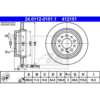 Jeu de 2 disques de frein arrière ATE 24.0112-0151.1