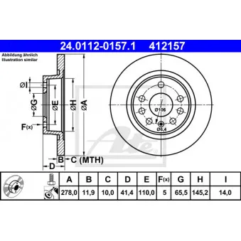 Jeu de 2 disques de frein arrière ATE 24.0112-0157.1