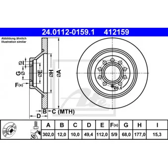 Jeu de 2 disques de frein arrière ATE 24.0112-0159.1