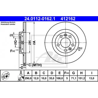 Jeu de 2 disques de frein arrière ATE 24.0112-0162.1