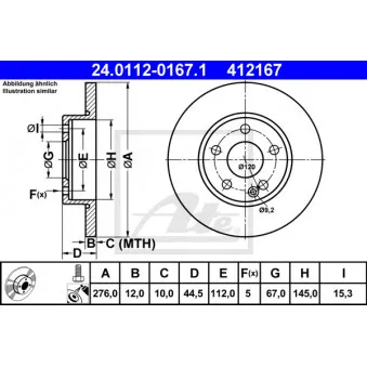 Jeu de 2 disques de frein avant ATE 24.0112-0167.1
