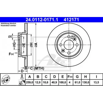 Jeu de 2 disques de frein avant ATE 24.0112-0171.1