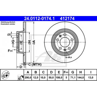 Jeu de 2 disques de frein arrière ATE 24.0112-0174.1