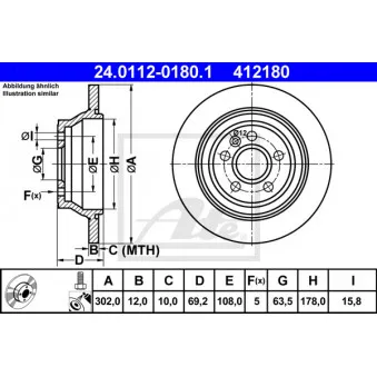 Jeu de 2 disques de frein arrière ATE 24.0112-0180.1