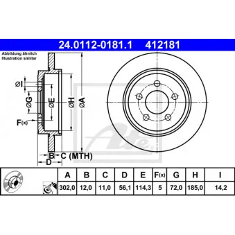 Jeu de 2 disques de frein arrière ATE 24.0112-0181.1