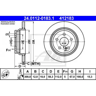 Jeu de 2 disques de frein arrière ATE 24.0112-0183.1