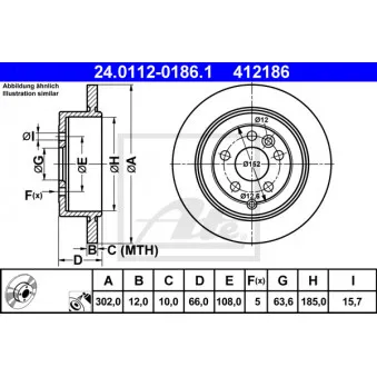 Jeu de 2 disques de frein arrière ATE 24.0112-0186.1