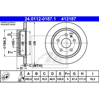 Jeu de 2 disques de frein arrière ATE 24.0112-0187.1
