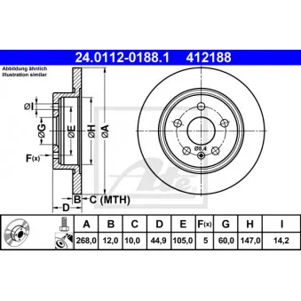 Jeu de 2 disques de frein arrière ATE 24.0112-0188.1