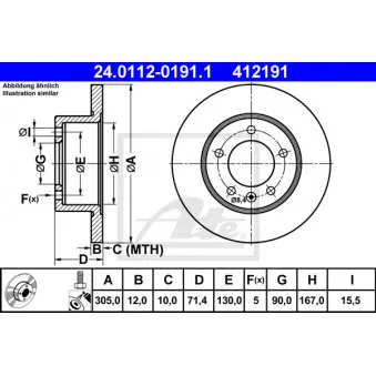 Jeu de 2 disques de frein arrière ATE 24.0112-0191.1